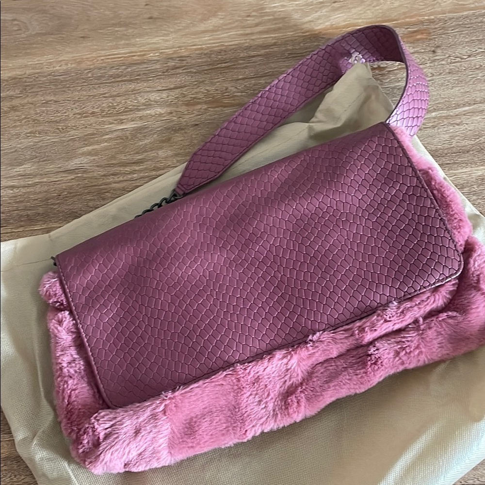 Pink Faux Fur Shoulder Bag